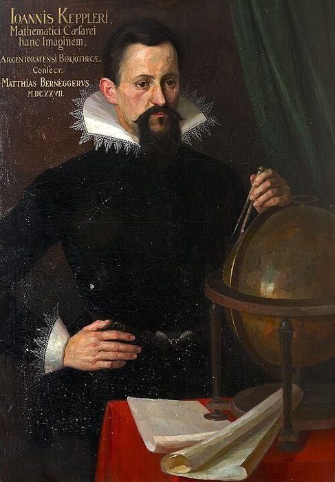 Painted portrait of Johannes Kepler with a ruff collar